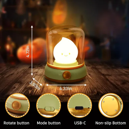 Miniatura 6 de Paquete de 2 luces nocturnas de fogata fantasma, pequeña lámpara de escritorio bonita, lámpara de mesa de noche inalámbrica regulable, luz nocturna