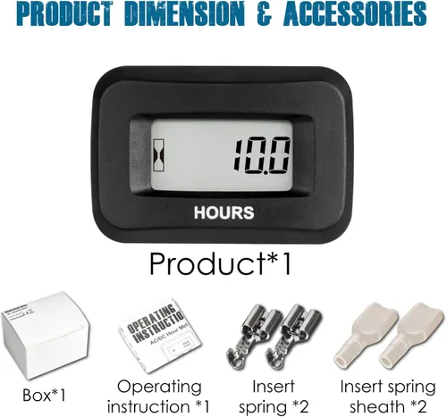 Miniatura 8 de Runleader Medidor digital de horas para cortacésped, generador de motocicleta, tractor agrícola, compresor marino, motosierra y otros dispositivos