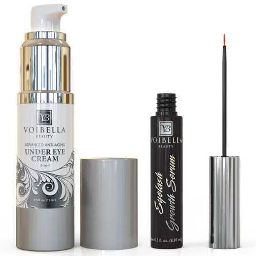 Hermoso paquete de ojos: crema para debajo de los ojos y suero de crecimiento de pestañas para cuidar arrugas, ojeras, pestañas más largas, bolsas