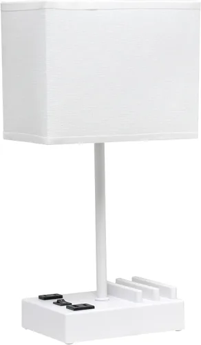 Miniatura 12 de Simple Designs LT1110-WOW - Lámpara de escritorio rectangular moderna de 15.3 pulgadas de alto con 2 puertos USB y salida de carga con pantalla
