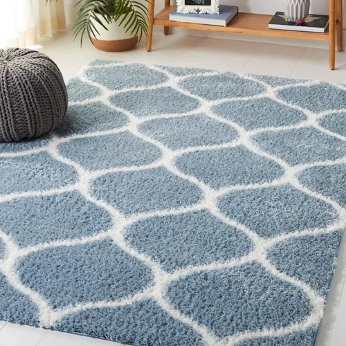 Miniatura 7 de SAFAVIEH Tahoe Shag Collection - Alfombra para pasillo, 2 x 9 pies, color beige y blanco, diseño de enrejado, no desprende pelusa y de fácil