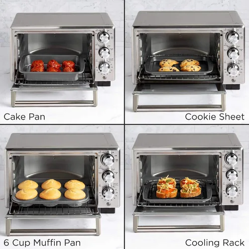 Miniatura 4 de Ecolution Juego de utensilios antiadherentes para horno tostador de 4 piezas, acero al carbono, fácil de limpiar y perfecto para porciones Gris