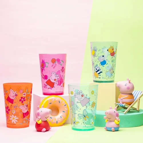 Miniatura 2 de Zak Designs Peppa Pig - Juego de vasos anidables para el hogar, vasos de plástico sin BPA de 14.5 onzas, paquete de 4