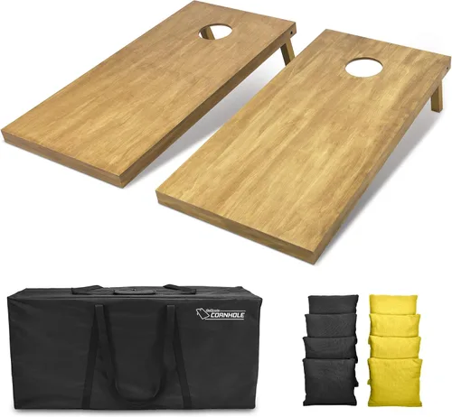 Miniatura 55 de GoSports 4 ft x 2 ft Regulation Size Wooden Cornhole Boards Set with Light Brown Finish - Includes Carrying Case and Bean Bags Negro- gris