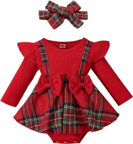 Mameluco de Navidad para niñas recién nacidas, falda de malla de terciopelo rojo, traje de primera Navidad, regalo de Navidad