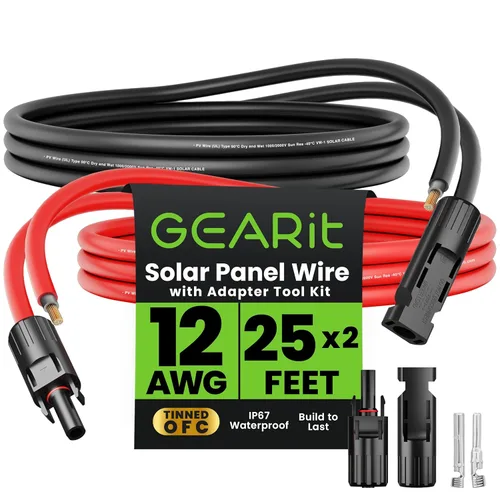 Miniatura 11 de GEARit Cable de extensión de panel solar de calibre 10 de 50 pies cada uno (100 pies en total) con conectores MC4 macho a hembra, kit