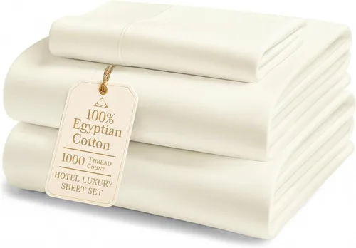 Miniatura 29 de Sábanas de algodón egipcio 100% tamaño Queen - Lujoso juego de sábanas Queen de 1000 hilos, naturalmente refrescantes y transpirables, tejido satén