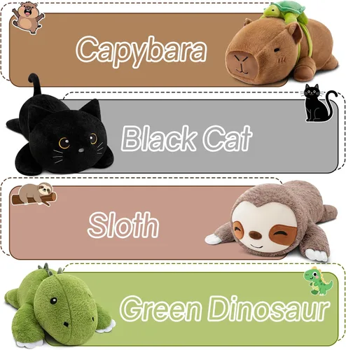 Miniatura 9 de SQEQE - Peluche con peso de dinosaurio, peluche afelpado para aliviar el estrés, suave juguete de almohada de T-Rex para niños y adultos, regalos