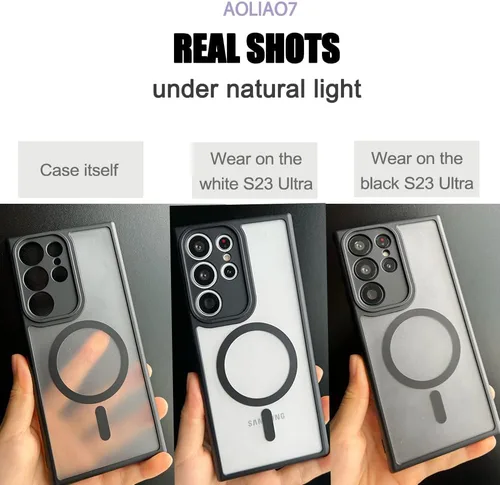 Miniatura 4 de Funda magnética antihuellas para Samsung Galaxy S23 Ultra, protección completa de la cámara, compatible con accesorios MagSafe, cubierta trasera