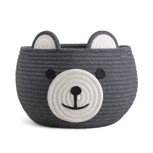 Miniatura 10 de CherryNow Woven Rope Basket, Bear Baskets for Gifts Empty, Large Storage Basket for Living Room Nursery, Decorative Animal Baskets with Handles