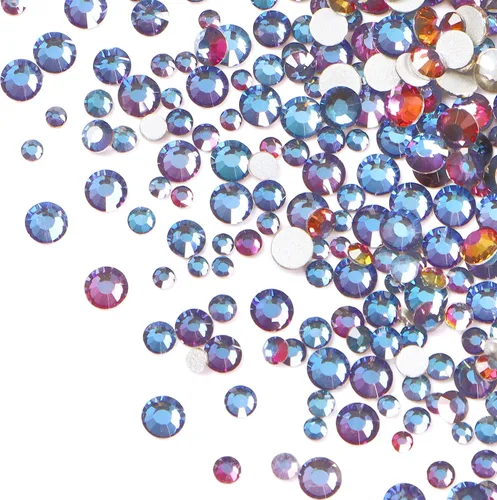 Miniatura 17 de 3456 piezas de cuentas de vidrio con respaldo plano, diamantes y gemas para arte de uñas, 6 tamaños ss4~ss12 Amatista
