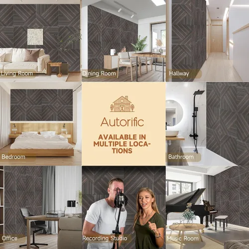 Miniatura 6 de Paneles acústicos de 23.6 x 23.6 pulgadas, paneles autoadhesivos a prueba de sonido, impresión UV 3D, paneles decorativos de pared, para pared