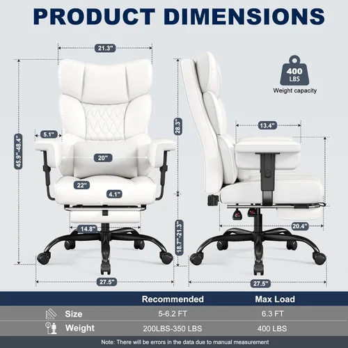Miniatura 3 de Misolant Silla de oficina grande y alta con reposapiés, silla de escritorio ejecutiva de respaldo alto con reposabrazos de elevación ajustable