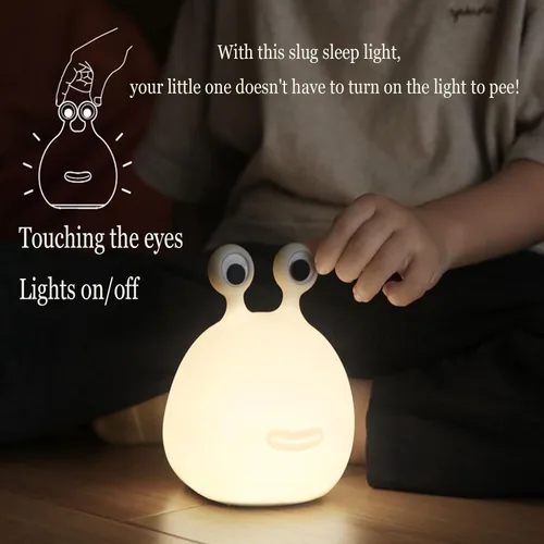 Miniatura 3 de PTAEXCEL Luz nocturna de babosa, LED portátil recargable por USB, linda luz nocturna con sensor temporizador, lámpara táctil, silicona para regalo