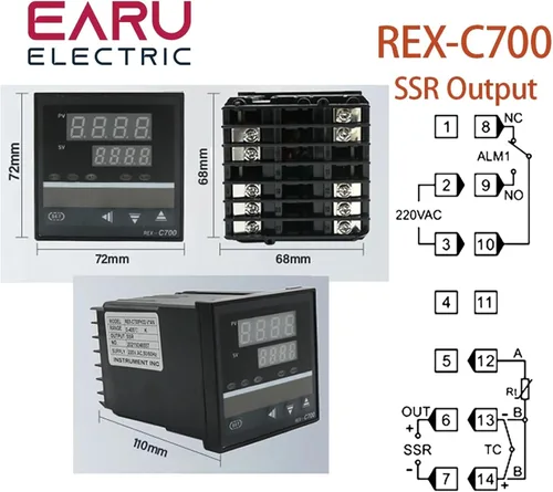 Miniatura 5 de PID Digital Intelligent Industrial Temperature Controller K Universal Input REX-C100 C400 C700 C900 Thermostat SSR Relay Output(C100 SSR)