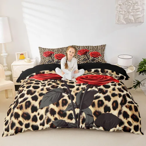 Miniatura 21 de Erosebridal Juego de ropa de cama de pingüinos, funda de edredón de animales antárticos para niños y niñas, funda de edredón estilo caricatura
