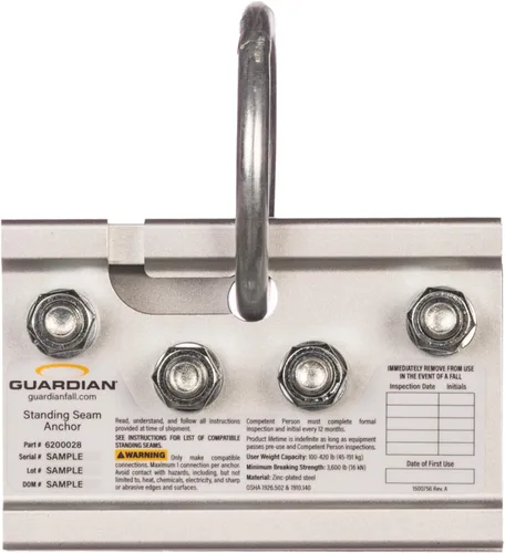 Miniatura 2 de Guardian Fall Protection Abrazadera de techo con costura de pie 10600