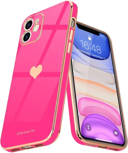 Miniatura 20 de Teageo Funda compatible con iPhone 11 para mujeres y niñas, lindo diseño de corazón de amor, lujoso brillante plateado, cubierta trasera suave, Azul