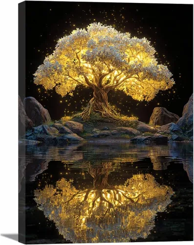 Miniatura 29 de VOCBAN Tree of Life Wall Art The Picture Artwork Canvas Prints Tree Pictures Poster Retro Artwork for Bedroom Living Room Home Decoration(blue blue