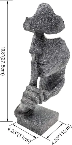 Miniatura 2 de Estatua del pensador Silence is Golden - Artesanía abstracta Keep Silent Thinker Estatua Modelo Escultura de cara y mano (dorado)