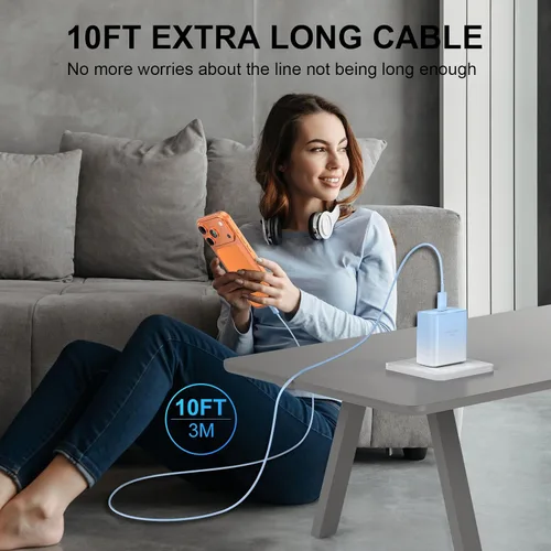 Miniatura 7 de Cargador para teléfono 16 Pro Max de carga rápida, 45 W USB C i-Phone 16 Bloque de carga súper rápido con cable de carga tipo C de 10 pies de largo