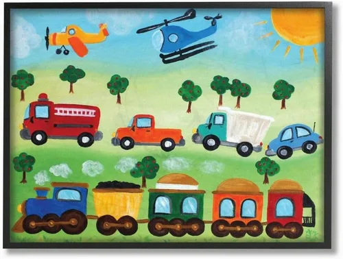 Miniatura 21 de Placa de pared The Kids Room by Stupell Aviones, trenes y automóviles, 16 x 20 pulgadas
