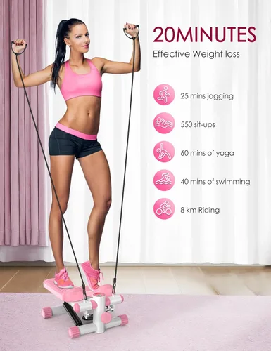 Miniatura 7 de Steppers for Exercise at Home, KitGody Mini Stepper with Resistance Bands, Portable Stair Stepper for Home 330LBS Capacity, Adjustable Height