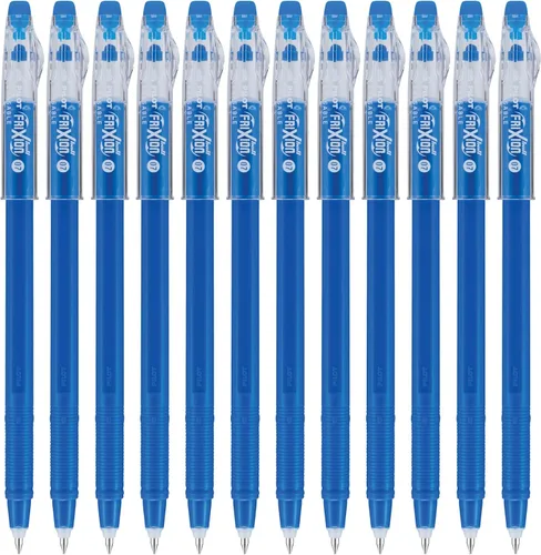 PILOT FriXion ColorSticks - Bolígrafos de tinta de gel borrable, punta fina de 0.7 mm, azul, paquete de 12, bolígrafos borrables - Ideal para la