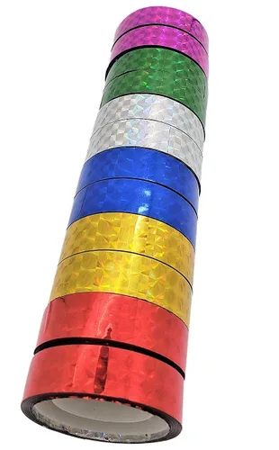 Miniatura 5 de Hula Hoop Washi Prism Tape (12 unidades) 1/2" (12mm) x 25 pies (3.5M) - 6 colores holográficos - 2 rollos de cada color. Ideal para señuelos