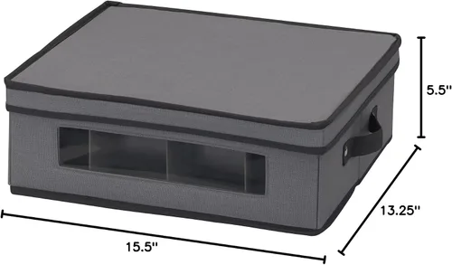 Miniatura 8 de Household Essentials Cofre para Tazas de Porcelana con 12 Compartimentos de Almacenamiento, con Ventana y Asas Laterales, Perfecto para Porcelana