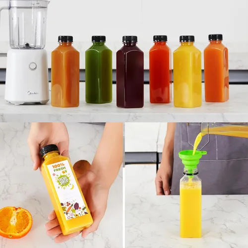 Miniatura 4 de The Buyer Choice - 42 botellas de plástico para jugo de 16 onzas con tapas, botellas reutilizables transparentes para jugo, transparentes con tapas