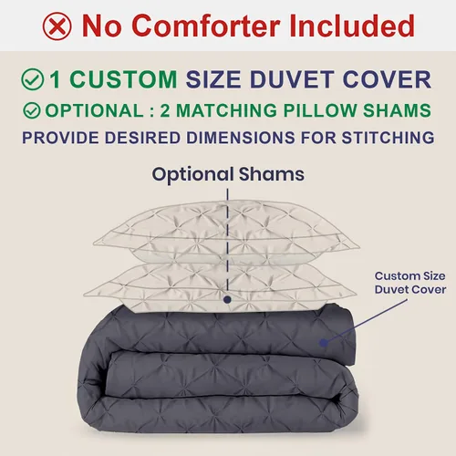 Miniatura 69 de Kotton Culture 1 Pc Twin/Twin XL Size Pinch Pleated - Pintuck Duvet Cover Only - 100% Egyptian Cotton Sateen -1000 TC Luxury Comforter Cover-Zipper