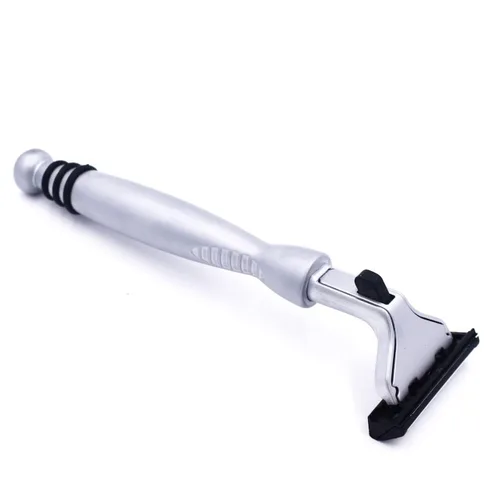 Miniatura 4 de Taconic - Maquinilla de afeitar cromada pesada de metal – Gillette® Atra-Compatible con doble hoja con 10 cuchillas Pivot Plus Personna, agarre