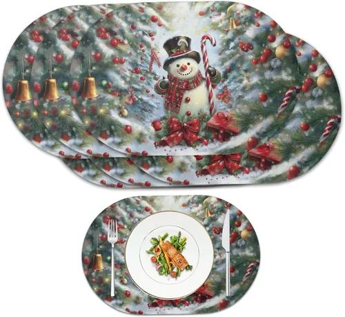 Miniatura 50 de Buteterfly - Juego de 2 manteles individuales con diseño ovalado, impermeables, lavables, resistentes al calor, decoración del hogar, cocina