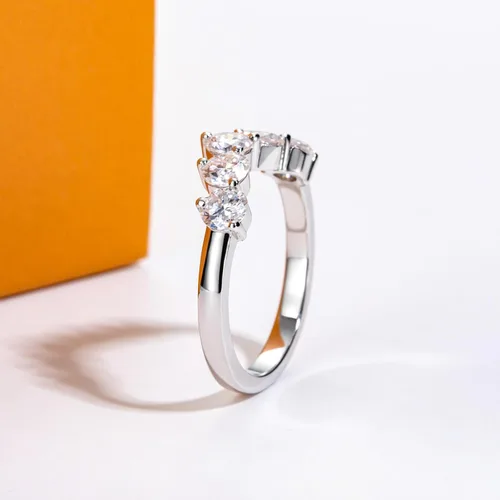 Miniatura 7 de Anillos de eternidad de moissanita, anillos de boda, color D, claridad VVS1, redondo, corte brillante, plata de ley 925, 56 piedras, anillos