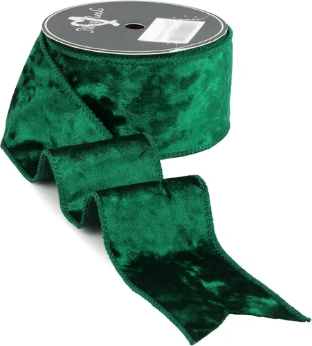Miniatura 20 de MAYREEL Cinta de terciopelo triturado verde musgo de 2.5 pulgadas con cable para decoraciones de Navidad, envolver regalos, coronas para árboles, 10