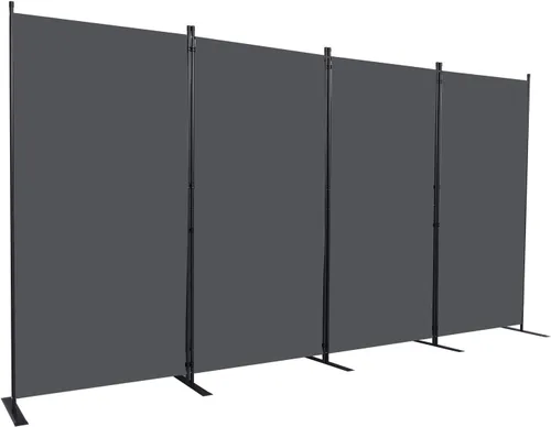 Miniatura 14 de CHOSENM Divisor de pared, 4 paneles divisores de habitación y pantallas de privacidad plegables con pies de soporte más anchos, pantalla de Gris