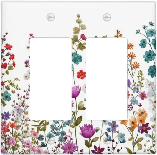 Miniatura 70 de Cubierta de Interruptor de Luz de 1 Gang con Flores Silvestres Bohemias, Hierbas, Floral, Decorativa, Planta Botánica, Naturaleza, Acuarela, Placa