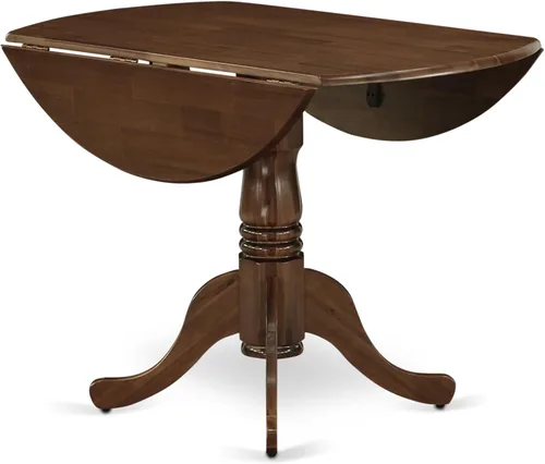 Miniatura 5 de East West Furniture DLT-BLK-T mesa de comedor redonda - con tapa redonda y 2 hojas desplegables y pata de pedestal, 42x29.5 pulgadas, acabado negro