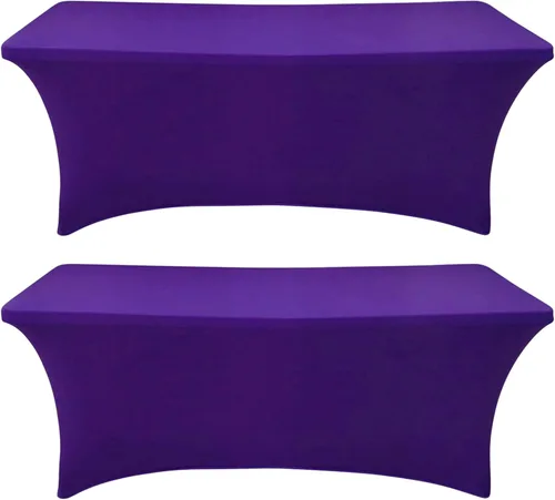 Miniatura 18 de SEPARO Paquete de 2, Cubierta de Mesa de Spandex Fucsia de 8 Pies, Mantel Rectangular Ajustado Estirable de 6 pies, Sin Arrugas para Fiestas, Ferias