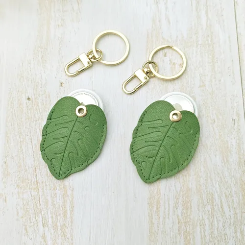 Miniatura 8 de CATCH ON Paquete de 2 fundas de cuero para Airtag para llavero, bonitos accesorios Kawaii adecuados para Airtag