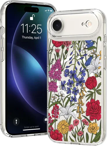 Miniatura 38 de OOK Magnetic for iPhone 17 Case Clear Pretty Flower Girls Women [Not Yellowing][Screen Protector] [ MagSafe Compatible] with Full Camera Lens