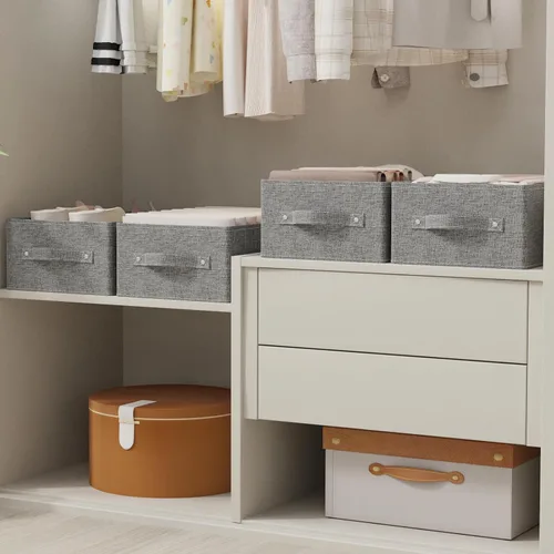 Miniatura 3 de Cajas de almacenamiento plegables, cestas organizadoras de tela, cubos para organizar el hogar, la oficina y el armario, gris, paquete de 2, 13.0 x