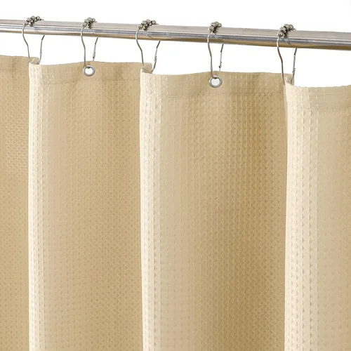 Miniatura 10 de MISS SELECTEX Cortina de ducha de tela lavable a máquina, clásica tela gruesa de punto gofre, duradera para baño, tela repelente al agua de alta