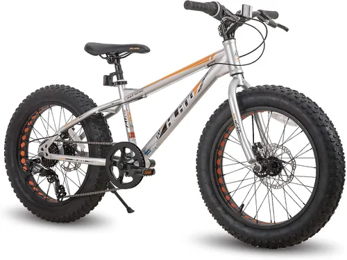 Miniatura 9 de Hiland - Bicicleta de montaña con neumáticos gruesos de 20 pulgadas para niños y niñas de 5 años en adelante, Shimano de 7 velocidades, freno de Azul