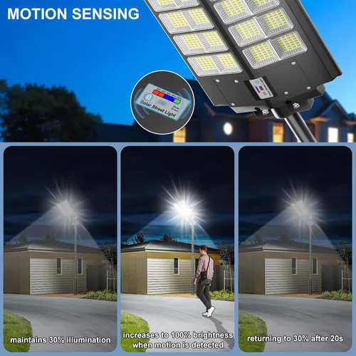 Miniatura 5 de Luz de calle solar de 9000 W, luces solares de calle al aire libre 120000 LM, luz de estacionamiento comercial 7000 K, luces de inundación