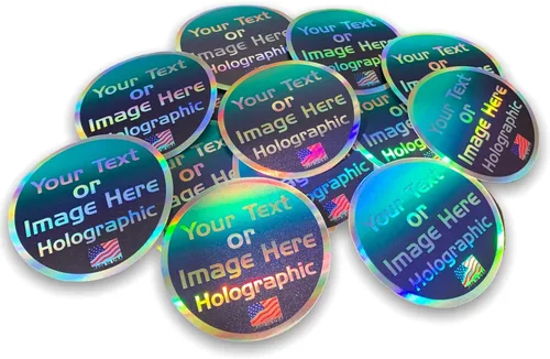 Miniatura 3 de Etiquetas adhesivas holográficas personalizadas, impermeables, aptas para lavavajillas, fabricadas en Estados Unidos, etiquetas comerciales