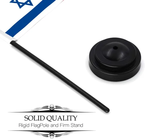 Miniatura 6 de ANLEY Israel Deluxe - Juego de banderas de escritorio – Bandera de escritorio israelí miniatura de 6 x 4 pulgadas con poste sólido de 12 pulgadas
