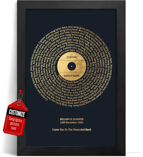 Miniatura 10 de VICILO Póster Enmarcado con Letras de Canción Personalizadas, Regalo para Padres, Acordes de Canción Perfectos, Pareja, 50° Aniversario de Boda