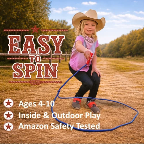 Miniatura 3 de Accesorios de escenario occidental para niños, lazo de cuerda de truco de vaquero pre-atado para niños Edades 4-10 Rojo